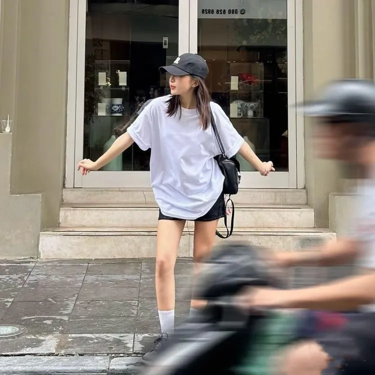 ZXF基础款简约纯色短袖t恤百搭休闲圆领厚实不透吸汗落肩袖半袖