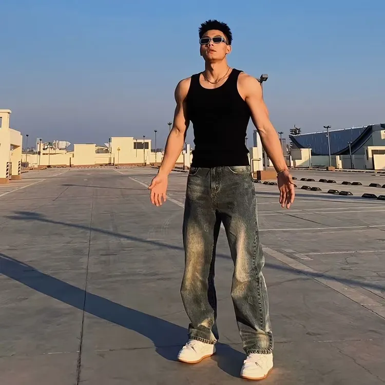 labzaa夏季美式纯色运动背心男潮牌简约百搭休闲紧身坎肩无袖上衣