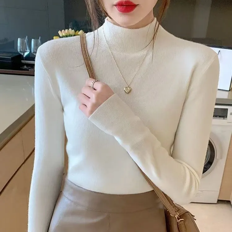 女毛针织衫冬季女士露肩针织内搭洋气显瘦长袖