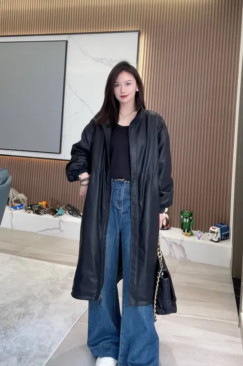 2025-网红宽松气质百搭休闲款白鹅绒风衣纯色皮皮羽绒服女-2520