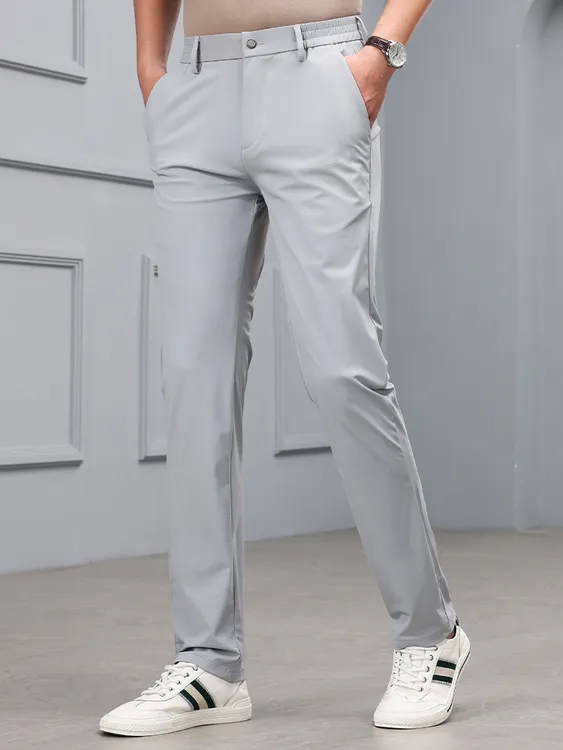 2025夏季新款男士防油污冰丝西裤男潮薄款裤子弹力商务休闲西装裤