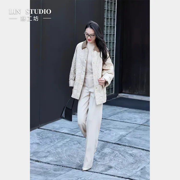 【莱赛尔】琳工坊“玉树”卡其色外套气质时尚休闲宽松显瘦唐琳设计