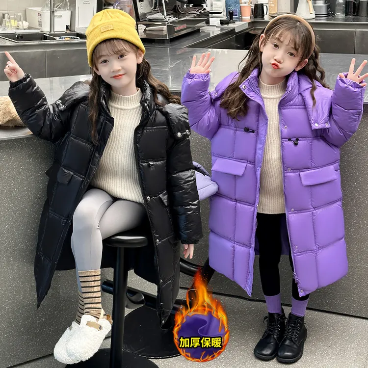 女童棉衣新款时尚洋气6-14岁小女孩冬季外套加厚保暖长款棉服潮