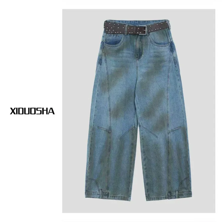 XIDUOSHA/喜朵莎设计款欧货小众高级感扎染牛仔直筒裤 XDS1676