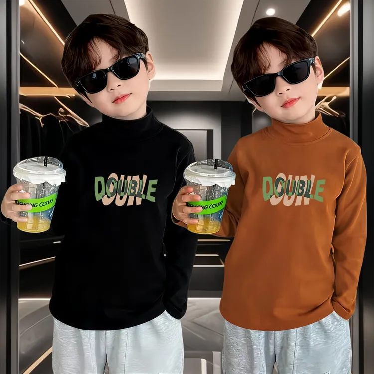 童装儿童德绒打底衫保暖衫秋冬新款男童半高领中大童韩版上衣长袖