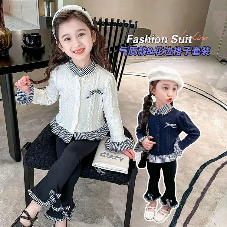 女童春秋套装2025新款儿童洋气秋季女宝宝小香风两件套