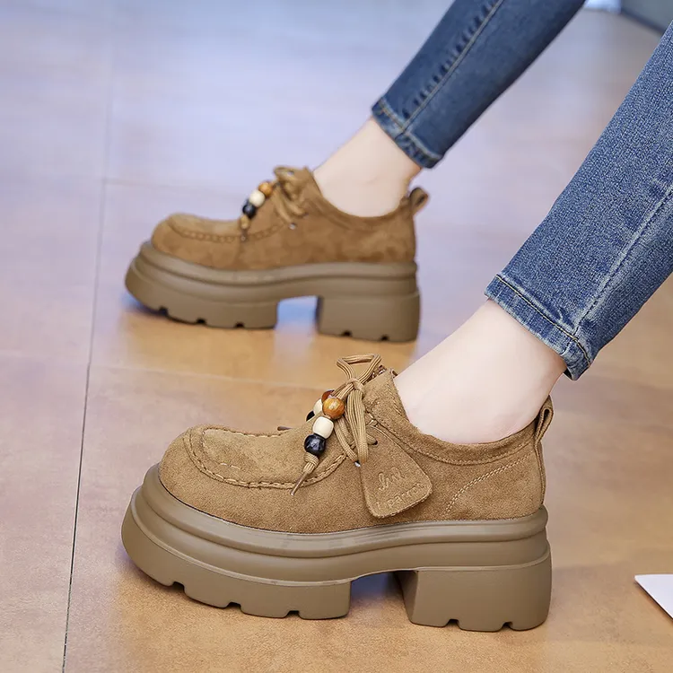 松糕厚底增高女鞋子2025新款秋季百搭复古勃肯鞋休闲板鞋乐福单鞋