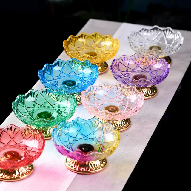 佛前供果果盘玻璃合金贡盘家用供盘供佛水果上供贡品盘莲花供盘