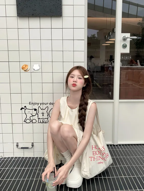 时尚上衣休闲时尚套装背心宽松吊带连衣裙复古休闲风