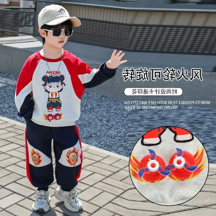男童春装哪吒套装2025新款儿童帅气春秋季卫衣运动套中小童衣服