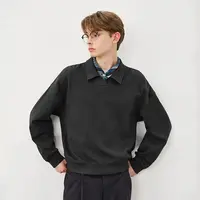 714street微宽松落肩纯棉polo领卫衣男2025秋潮牌情侣长袖521303
