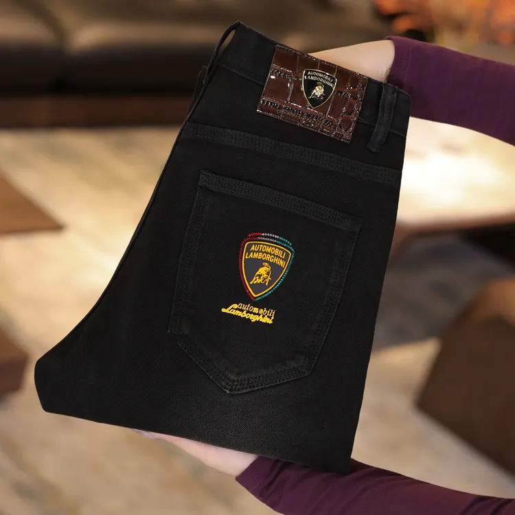 兰博基尼AutomobiliLamborghini品牌联名款秋新款男小直筒牛仔裤