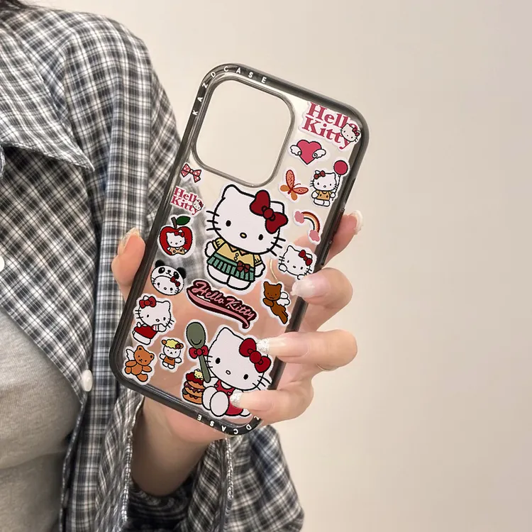 可爱卡通贴纸风KT猫适用苹果16promax手机壳iphone13新款15女14pr