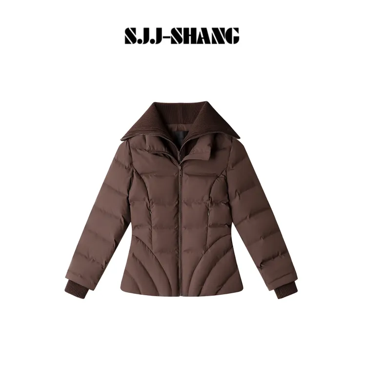 SJJ-SHANG【冬日巴克斯】90白鹅绒针织领双层拼接羽绒服q136514p