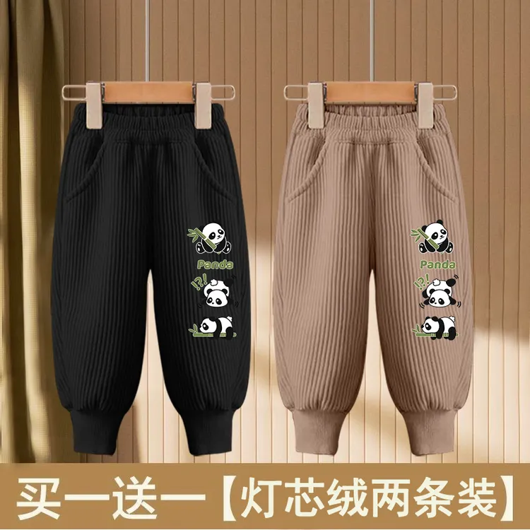 新款中小童洋气卡通女童灯芯绒2025裤子儿童春秋冬运动裤束脚长裤
