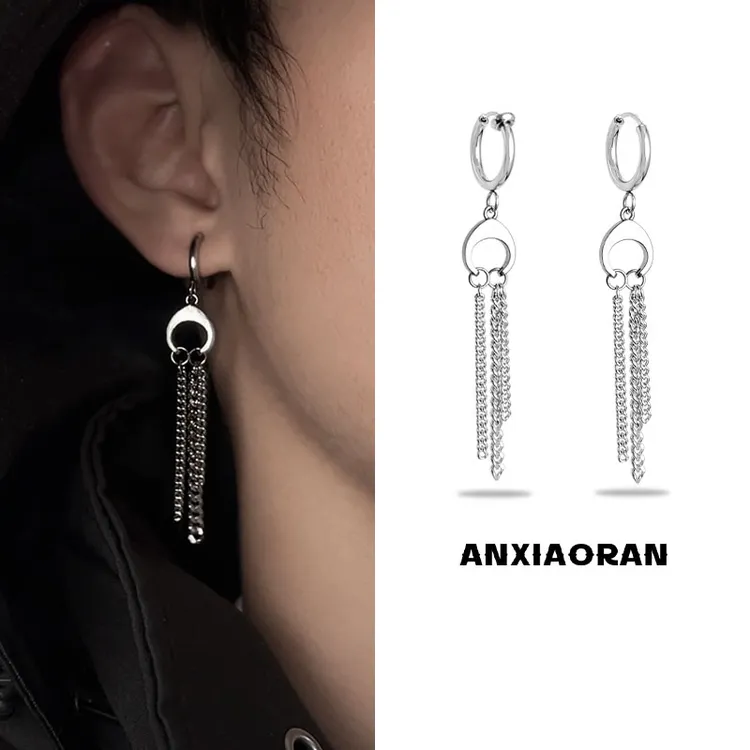 钛钢耳饰 水母耳环男女小众流苏长款耳坠简约个性百搭款时尚情侣