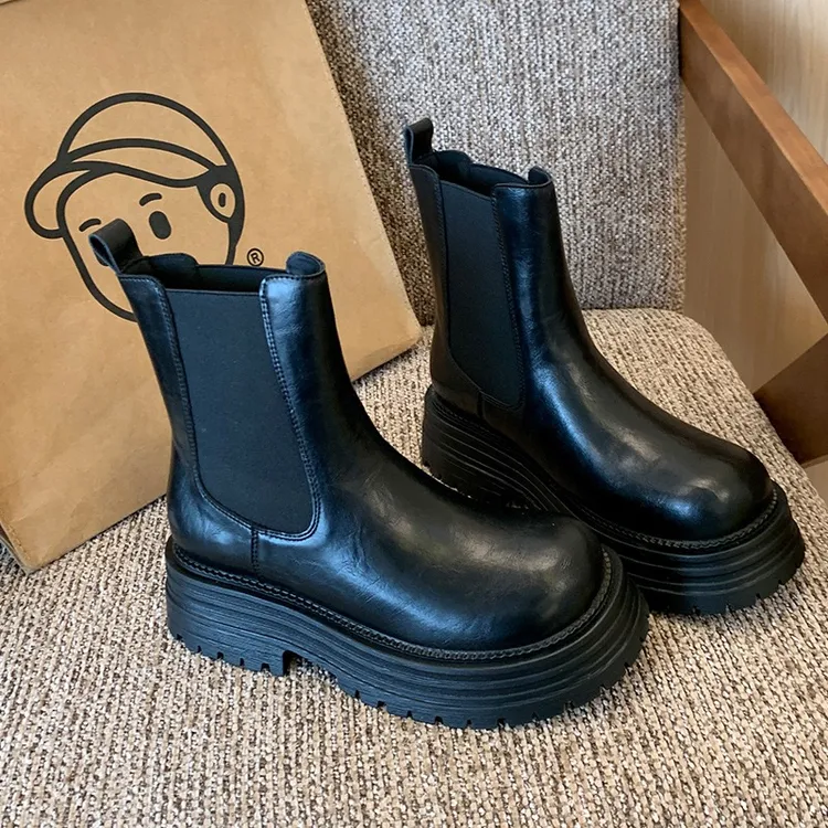 AHLIMA大码女装2025推荐款时尚百搭zhongt中筒秋冬设计感设计师