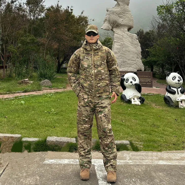 新款热反射内里加绒加厚迷彩裤棉服男防寒保暖耐磨工装裤登山裤