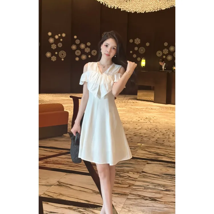 YUANBAO【晚笙·Evensong】夏季高级赫本风连衣裙修身显瘦气质时尚裙