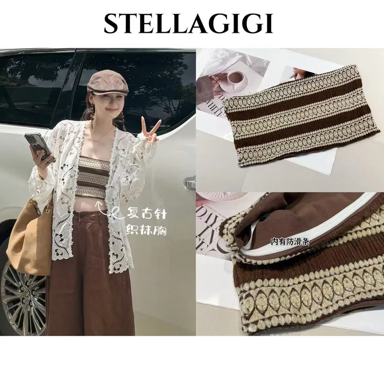 SG / 郭幂幂 SS 私服款！复古条纹（不含胸垫）抹胸背心BX-20251581