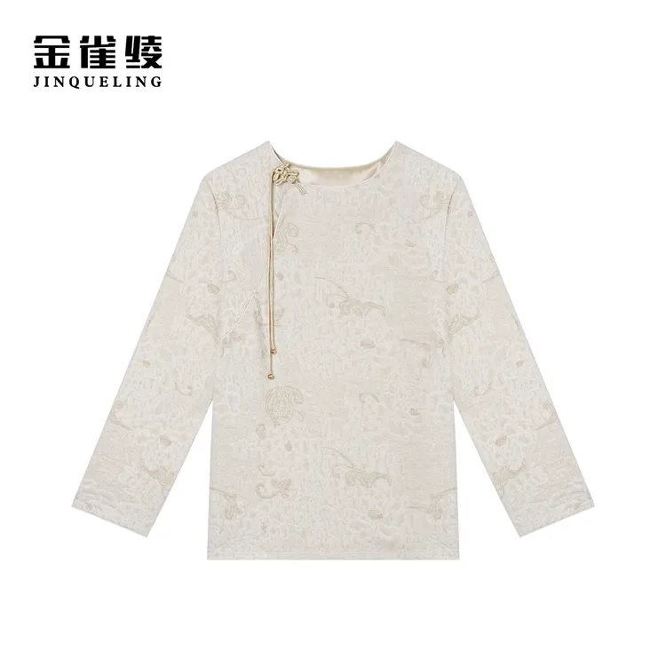 金雀绫【金缕衣】新中式圆领国风重工艺百搭衬衫SZ4S44