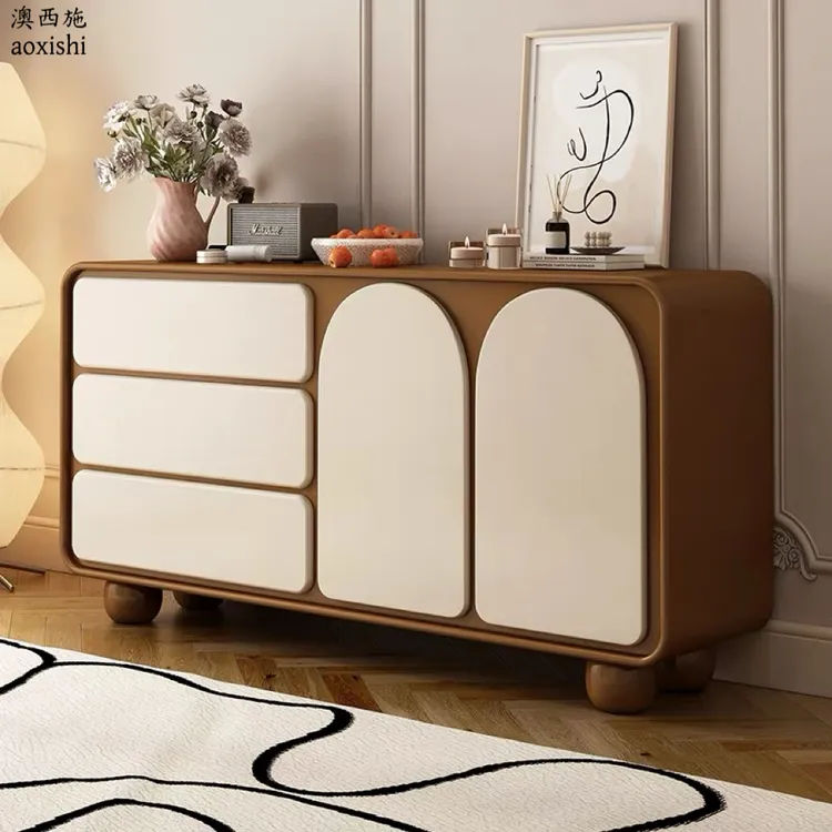 澳西施法式实木斗柜卧室床尾收纳储物柜客厅靠墙餐边柜中古抽屉柜