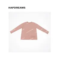 粉起球肌理面料印花t 圆领休闲打底T恤长袖 1241