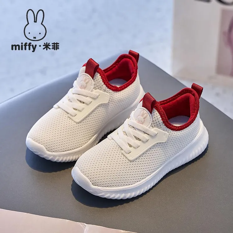 Miffy米菲童鞋女童春秋新款透气网面休闲运动鞋一脚蹬学生小白鞋