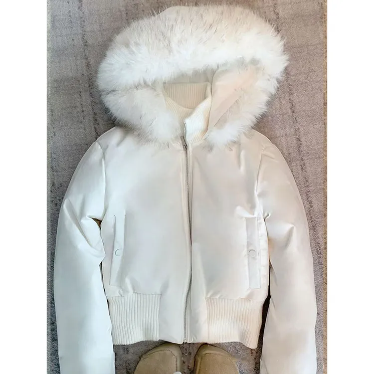 韩系慵懒风小个子加厚保暖毛领连帽棉服女2025冬季时尚外穿棉衣潮