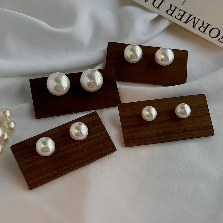 兰知春序高品马贝面包质感彩光耳钉时尚通勤高级感轻奢风