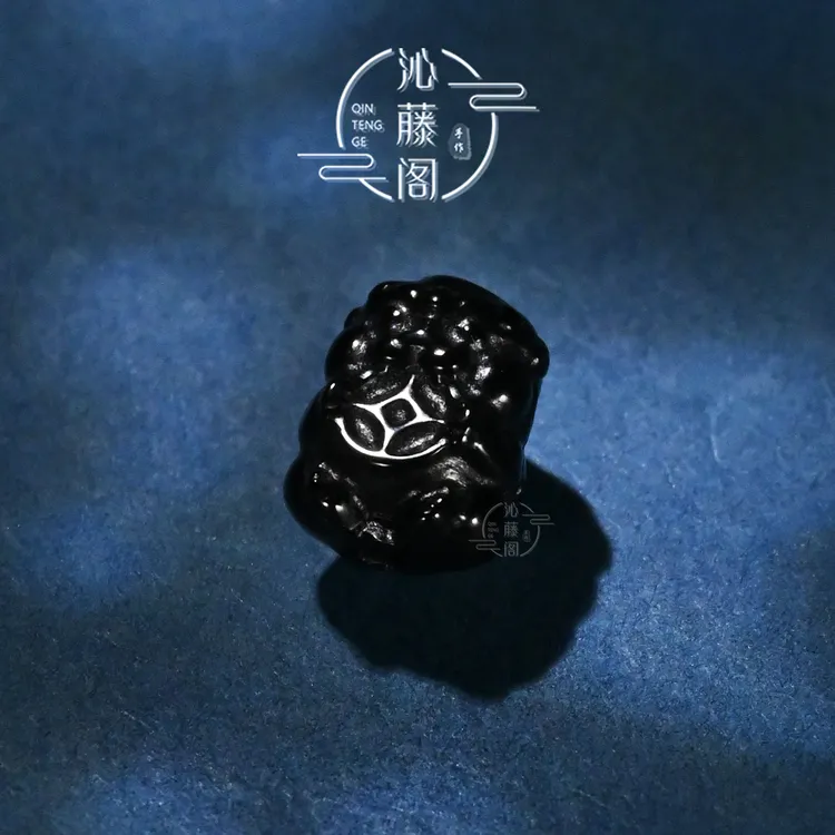 7.5MM黑玛瑙雕刻貔貅背云吞金兽文玩金刚猴头手串配饰配珠线束珠