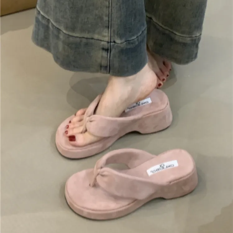 厚底小个子凉拖鞋女鞋子2025夏季配裙子仙女风度假沙滩人字拖