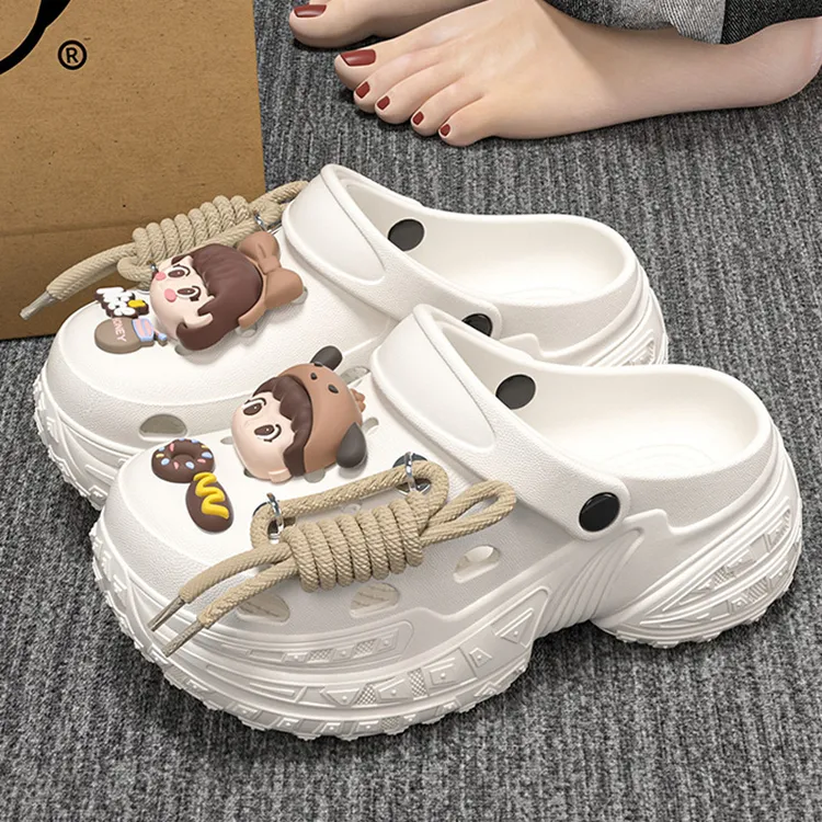 十一步5cm厚底增高洞洞鞋女款2025新款爆款EVA户外穿防滑凉拖鞋夏