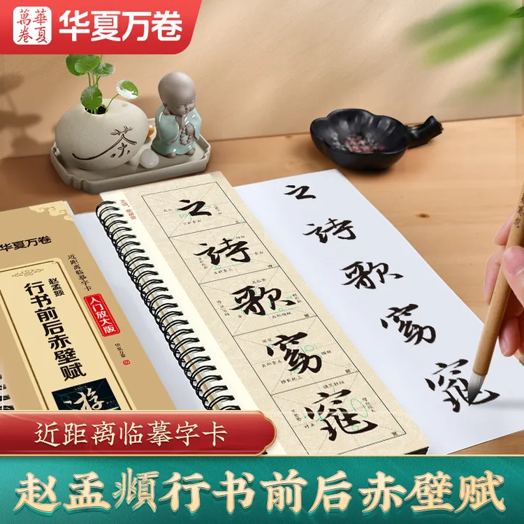 【赵孟頫行书前后赤壁赋】近距离临摹字卡精修放大版洛神赋入门字卡