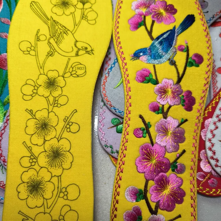 手工绣花鞋垫喜鹊登梅材料包带针线