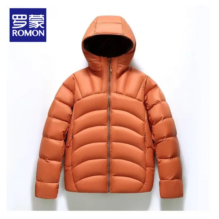 罗蒙【明星同款】罗蒙排骨羽绒服男士冬季上新连帽短款无缝保暖外