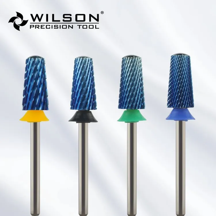 惠而顺6.6mm锥形光头蓝纳米涂层安全型美甲卸甲打磨头美甲店专用