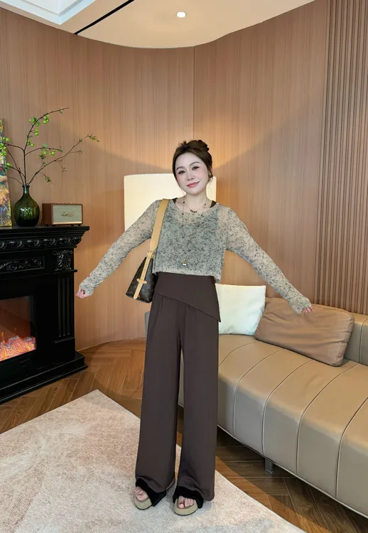 NANJIE/楠姐【日光浴】休闲时尚春秋显瘦罩衫+背心+裤子套装N2390