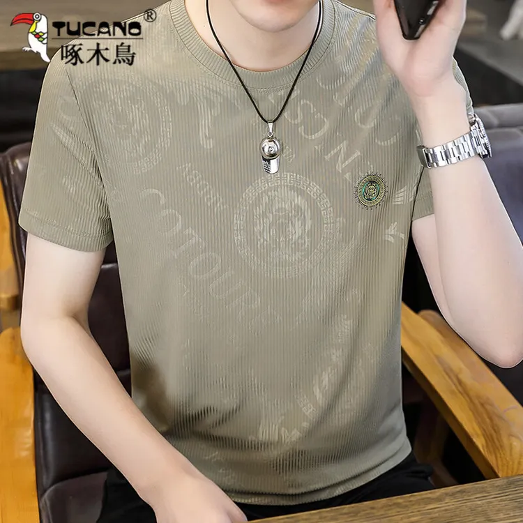 TUCANO/啄木鳥冰丝短袖T恤男夏季高端圆领T恤成熟男半袖透气薄款 