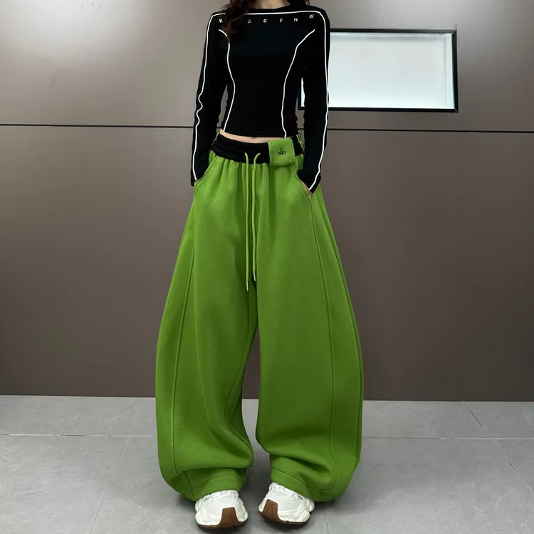 慵懒风加绒弯刀卫裤女秋冬季新款韩版宽松阔脚裤休闲百搭拖地长裤