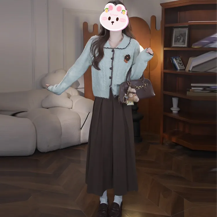 韩系慵懒显白气质开衫毛衣时尚套装女2025秋季新款休闲百搭两件套