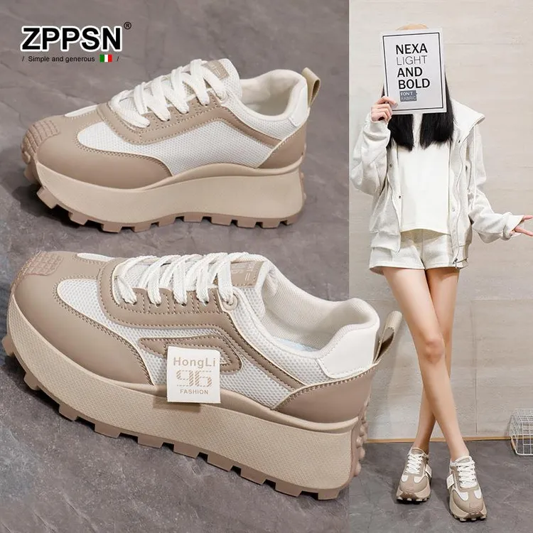 ZPPSNins网面学生老爹鞋女2025透气新款夏季女百搭运动鞋休闲鞋HL