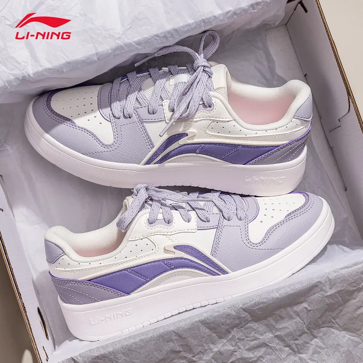 李宁女鞋元宝紫色休闲鞋氛围夏季新款小白鞋厚底增高软弹运动鞋