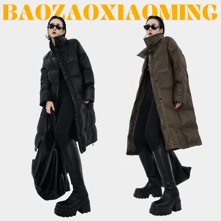暴躁小明<北境>免洗立领长款羽绒服外套冬季防风保暖皮外套/92519
