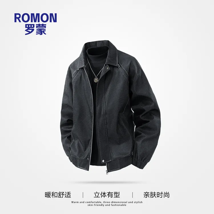 罗蒙美式复古工装外套男士春秋季新款潮牌宽松休闲加大码夹克