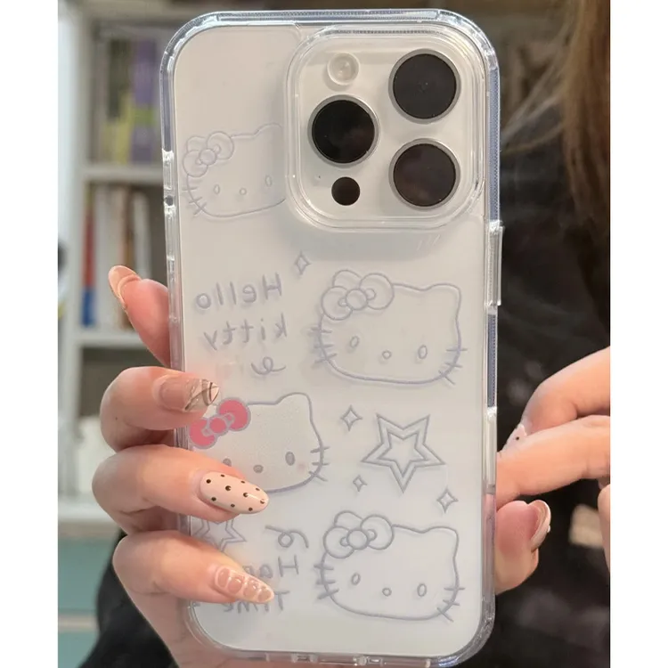 BANCA线条星星kitty适用iphone16苹果15手机壳华为vivo小米oppo套