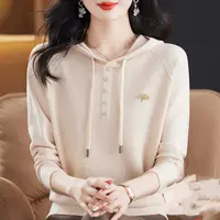 2025春秋针织衫毛衣女连帽卫衣女士毛衣外穿减龄上衣