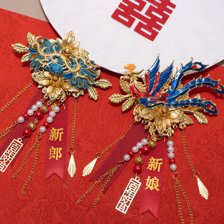 结婚龙凤胸花新娘新郎胸花结婚胸花高档贵气胸花新郎新娘喜庆胸花