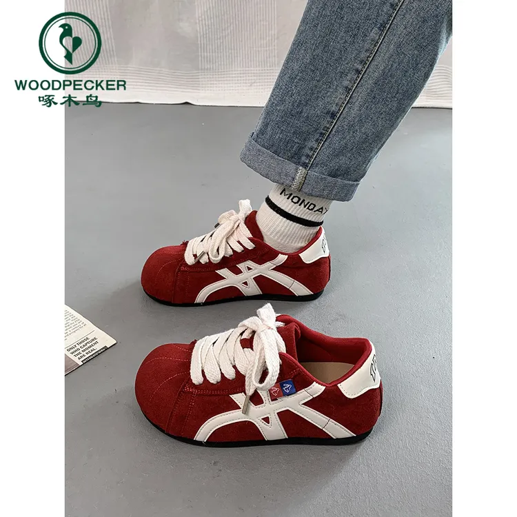 啄木鸟内增高德训鞋女2025秋季新款厚底休闲贝壳头面包鞋运动板鞋