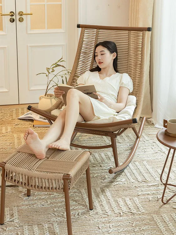爆款产品藤椅客厅花园阳台家用休闲椅藤椅户外庭院椅子懒人摇摇椅
